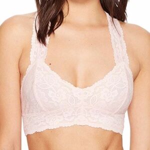 Free People Galloon Lace Racer Back Bralette in Light Pink